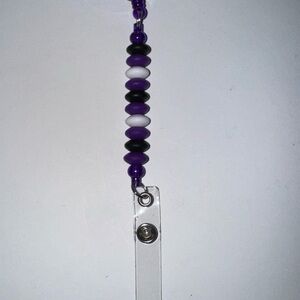 Purple and Black Beaded Lanyard